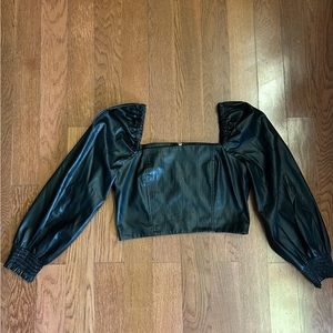 7 for All Mankind black vegan leather blouse. Size small. EUC